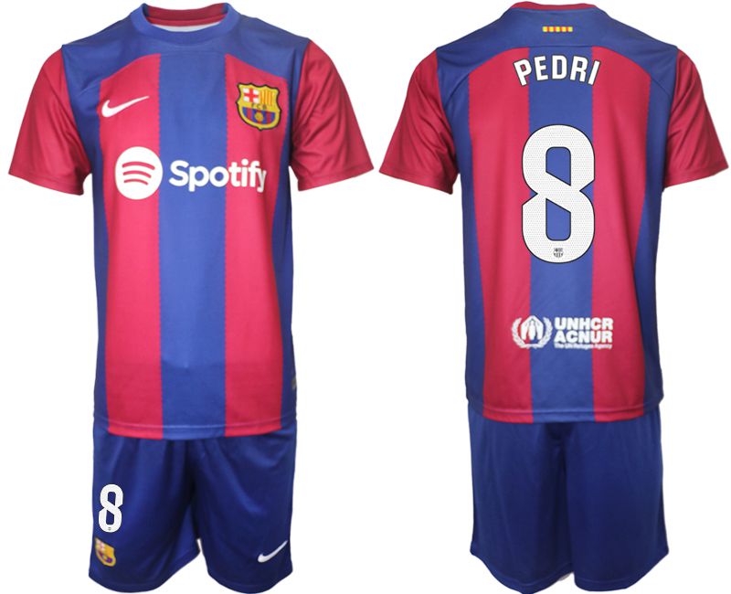 Men 2023-2024 Club Barcelona home red #8 Soccer Jersey->youth soccer jersey->Youth Jersey
